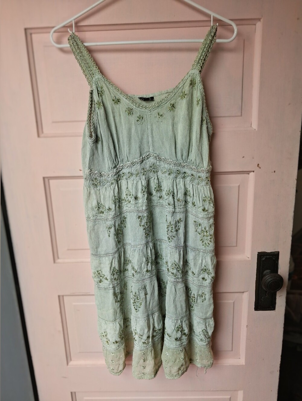 Magic Sage Green Embroidered Midi Dress